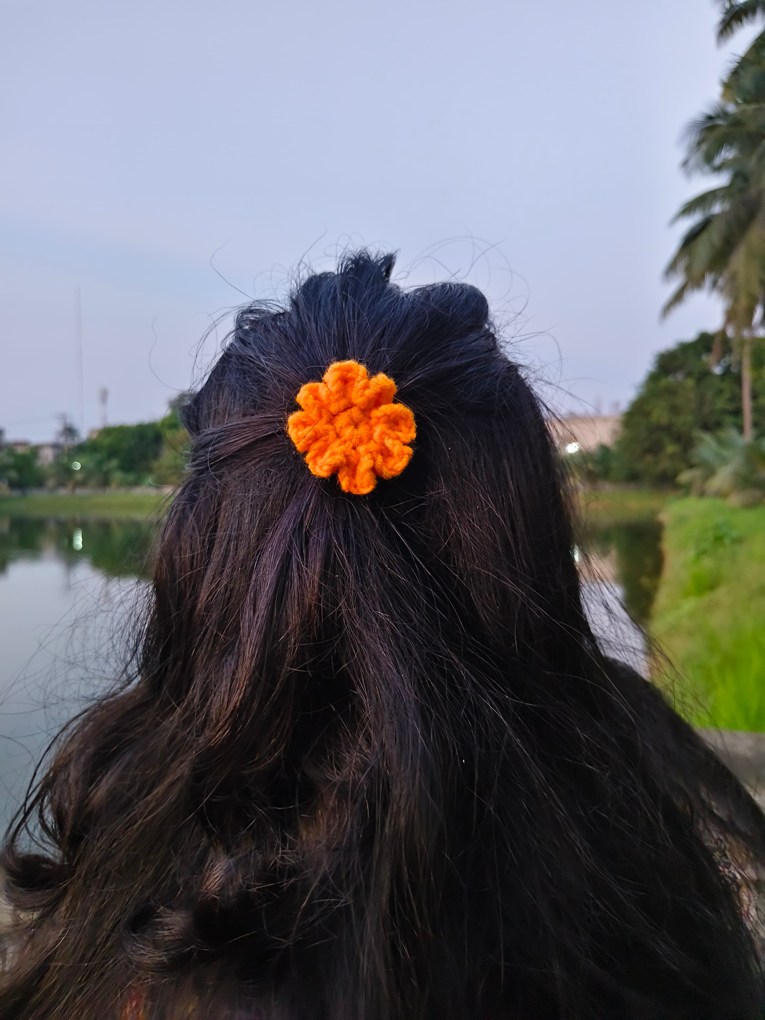 Crochet Flower Hair Ties  Sunflower